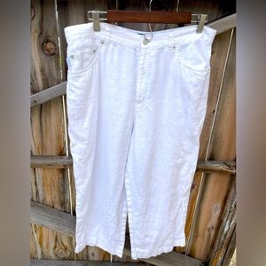 Lauren Jeans Co. Ralph Lauren Women’s Plus Size 16 White 100% linen capris pant